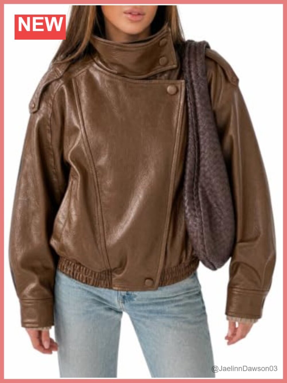 Faux Leather Oversized Zip Up Moto Biker Bomber Jacket